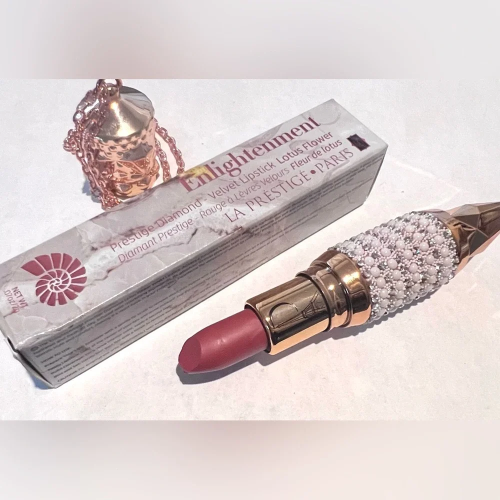 LA PRESTIGE PARIS Lipstick & Case  Lotus Flower Pink. NEW Retail $180